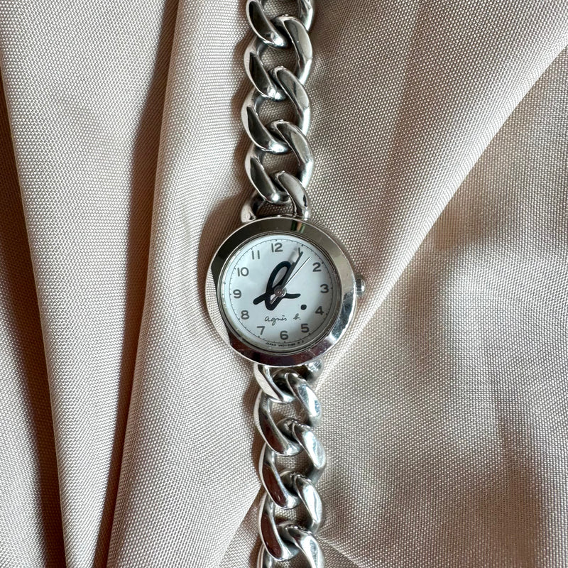 Agnes B Silver Tone Bracelet Watch