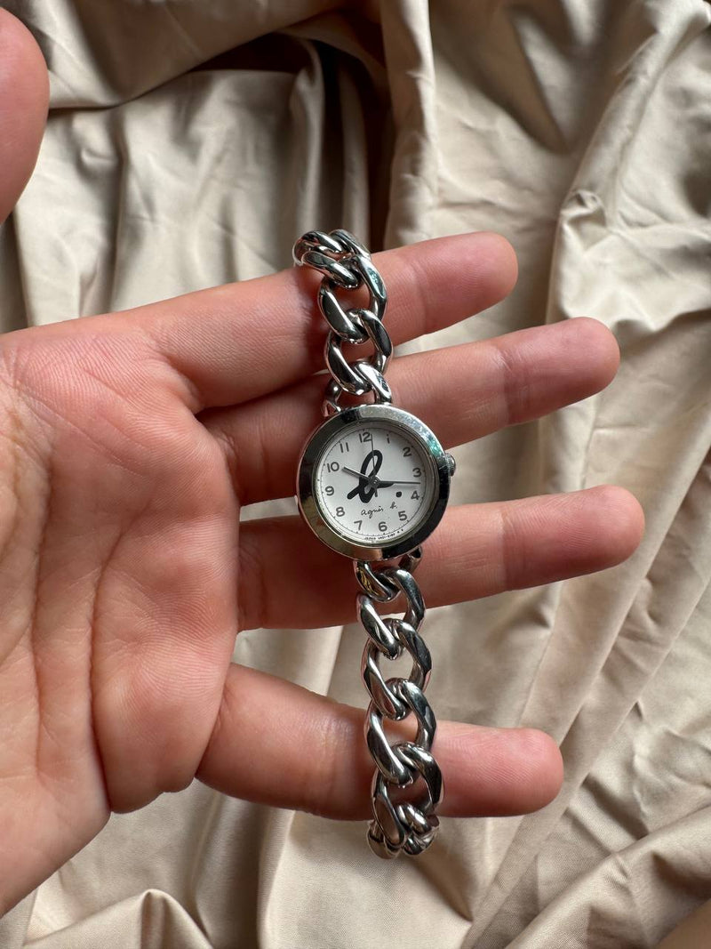 Agnes B Silver Tone Bracelet Watch